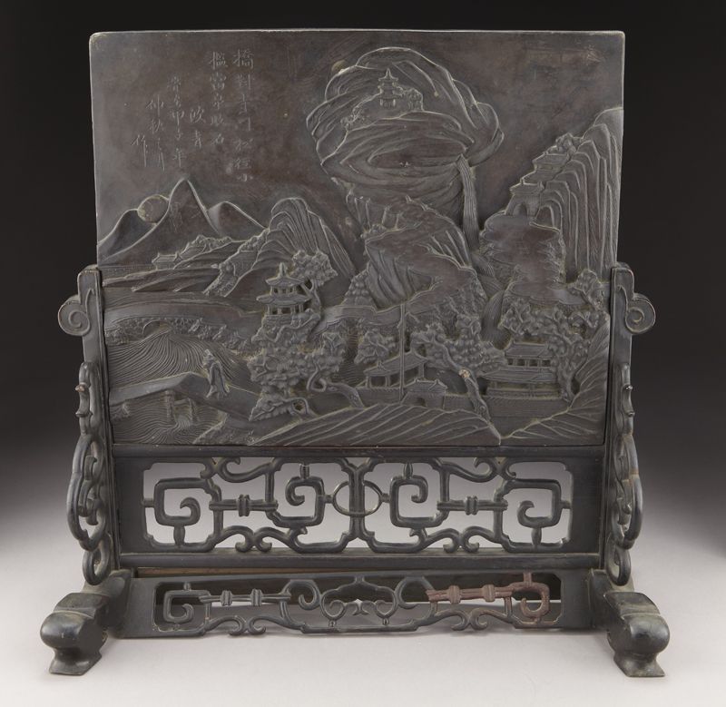 Chinese carved Qiyang stone table