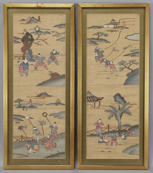 Pr Chinese Qing framed kesi panels 173ed3