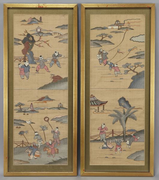 Pr. Chinese Qing framed kesi panels