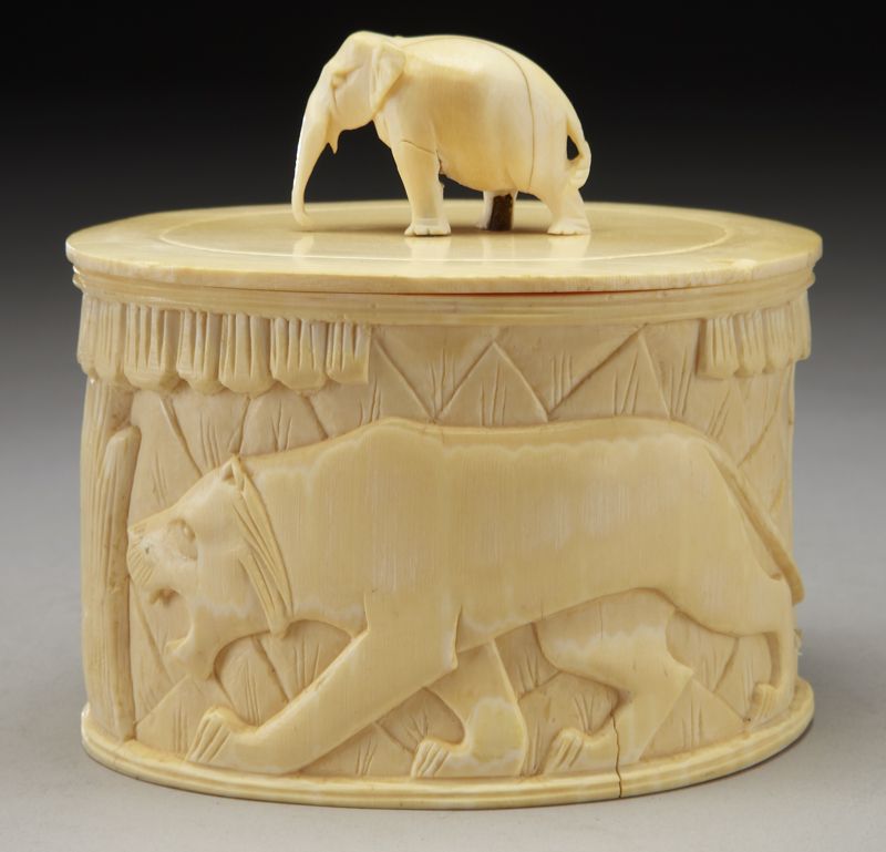African carved ivory lidded box 173ee5