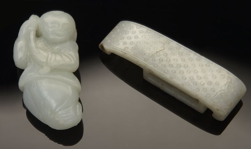 (2) Chinese jade carvings including:
