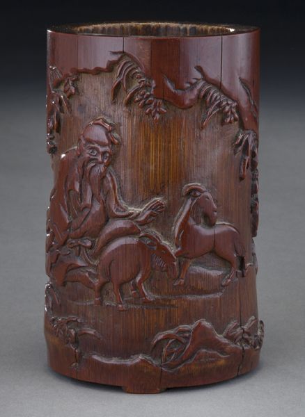 Chinese Qing carved bamboo brush