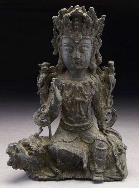 Chinese Ming bronze Guanyin seated 173f08