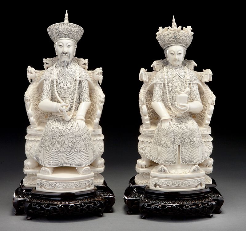 Pr. Chinese carved ivory Emperor and