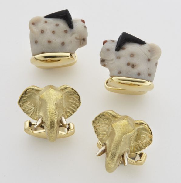 (2) Pr. 18K elephant head and cool