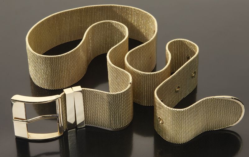 Ladies 14/18K gold woven mesh belt