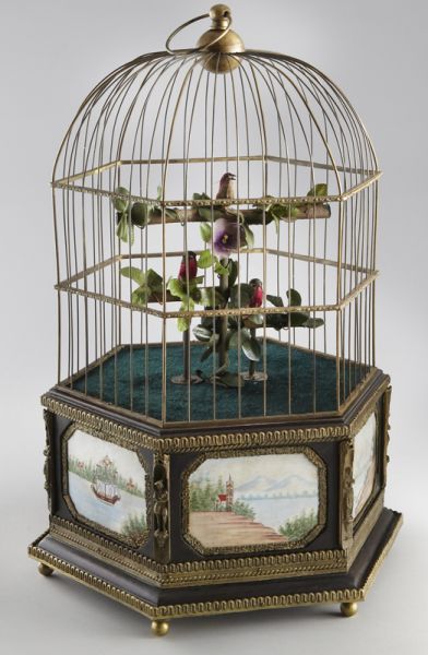 French gilt metal birdcage automaton 173fef