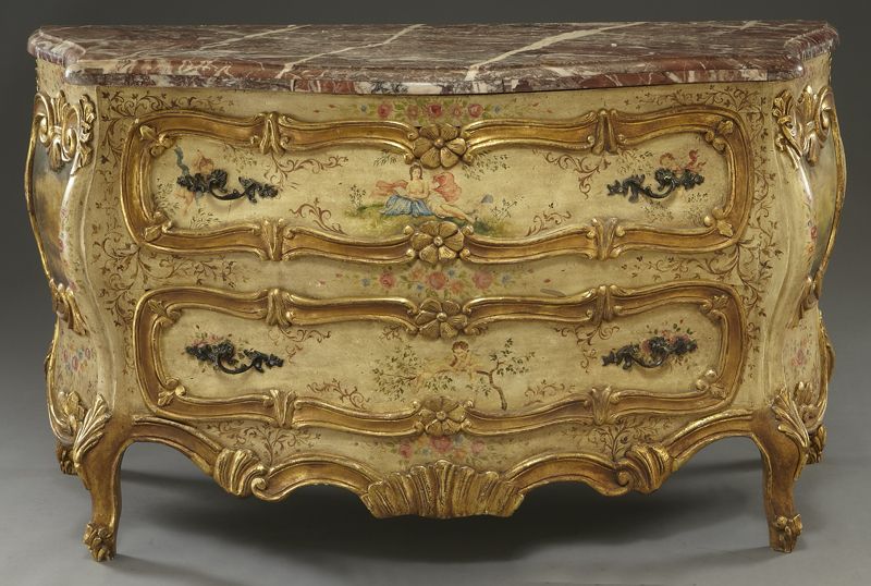 Venetian painted and parcel gilt