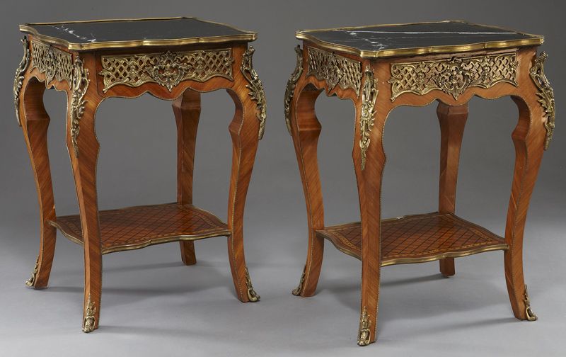 Pr Louis XV style marble top tables 174006