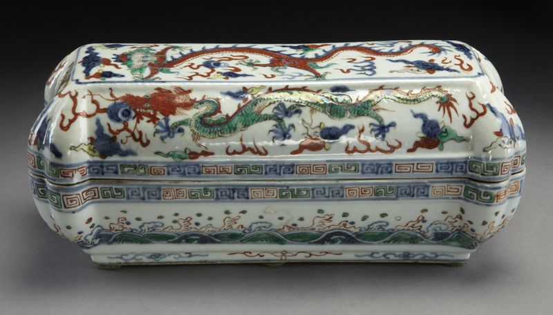 Chinese Qing porcelain scholars box