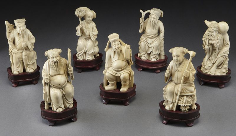 (7) Chinese carved ivory immortals (International