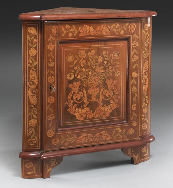 Dutch marquetry walnut corner cabinet 174090