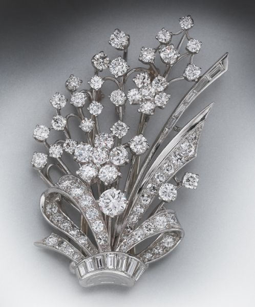 Art Deco platinum and diamond floral