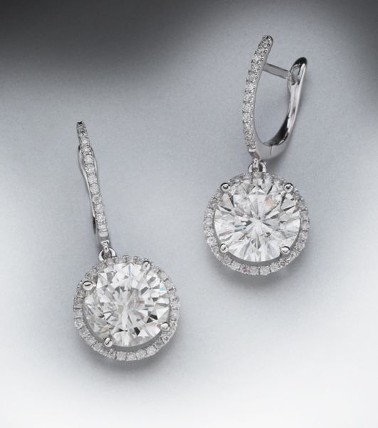 18K gold and diamond drop earringsfeaturing 1740ca