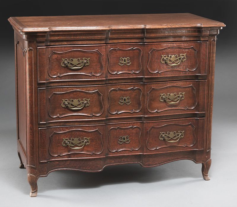 French provincial oak pegged commode