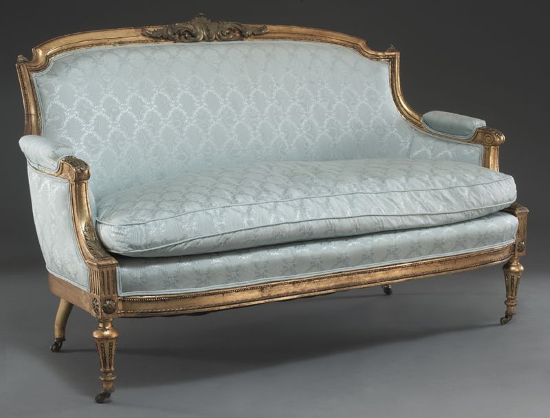 Louis XVI style gilt wood setteewith