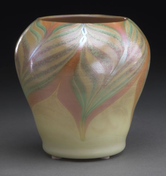 Trevaise yellow glass vase decorated