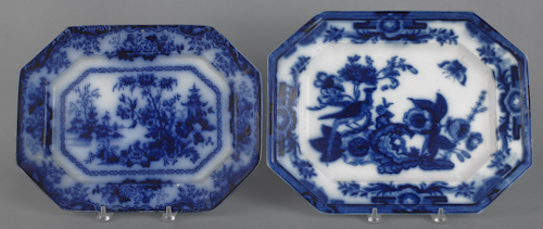 Two flow blue platters 19th c  176830