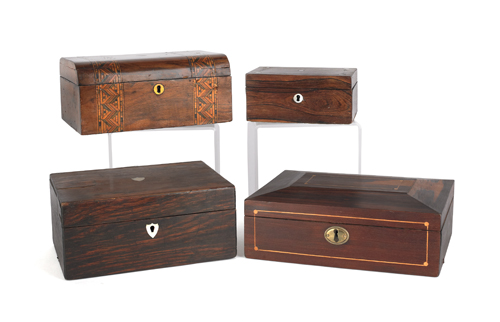 Four rosewood dresser boxes late