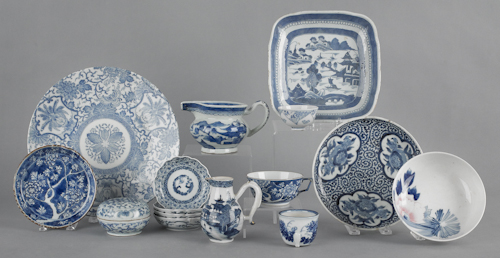 Collection of blue and white export