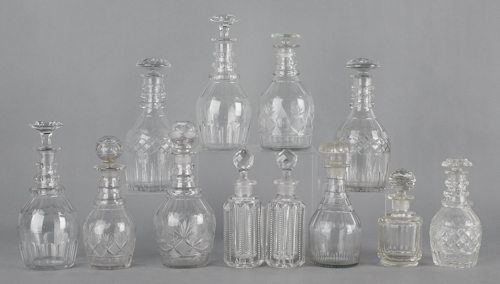 Twelve cut glass decanters tallest