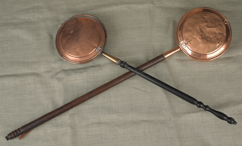Two copper bedwarmers 19th c. one
