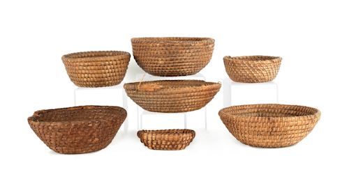 Seven Pennsylvania rye straw baskets 1768b3