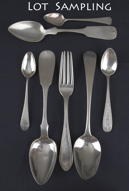 Collection of coin silver flatware 1768cb