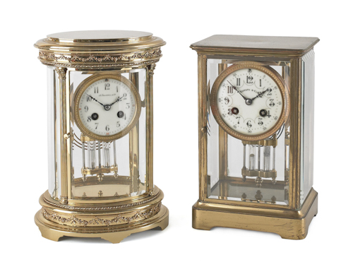 Two French crystal regulator clocks