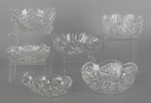 Six cut glass bowls. ?