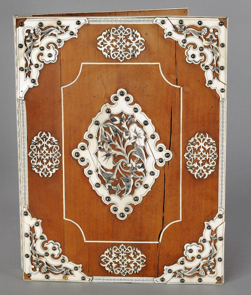 Ivory mounted hardwood book cover 19th