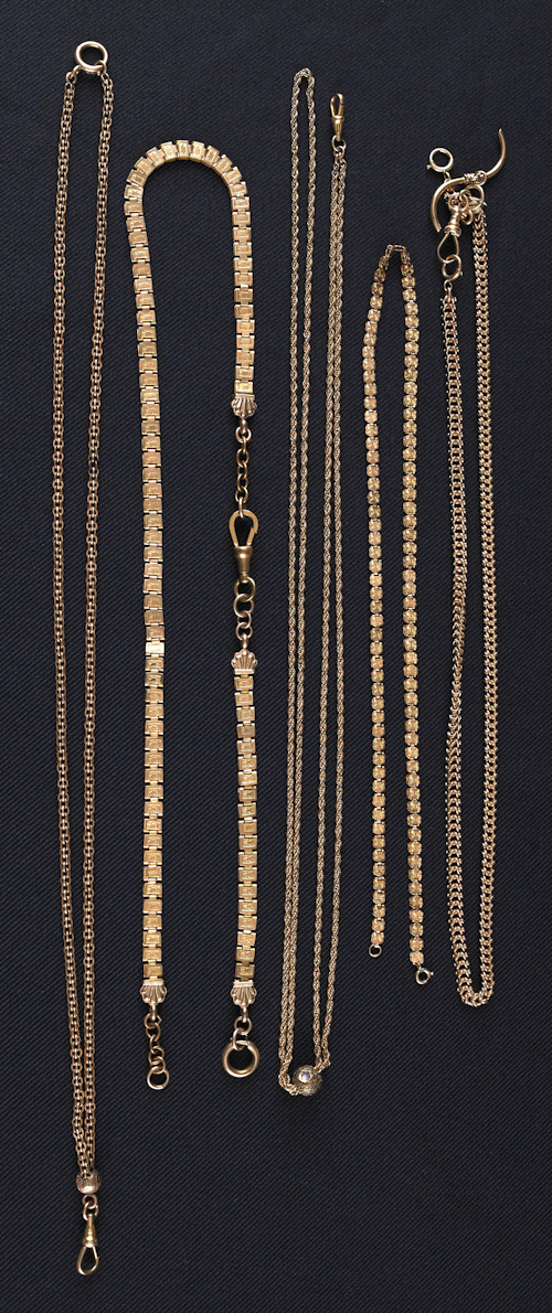 Five chains to include a 14K yellow