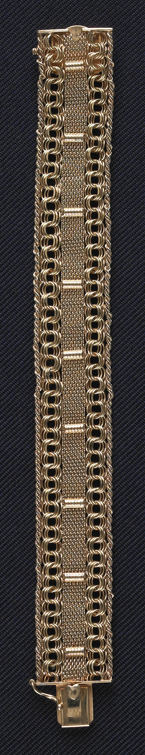 14K yellow gold mesh wide bracelet 22.5