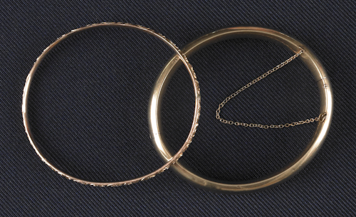 Two 14K yellow gold bangle bracelets