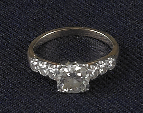 14K white gold engagement ring 17696b