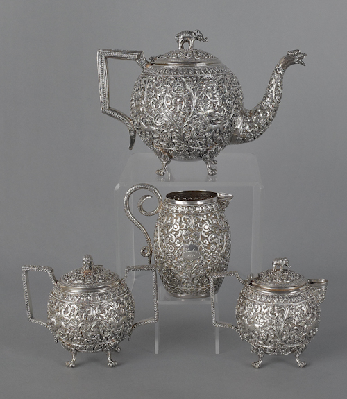 Indian three piece silver tea service 176975
