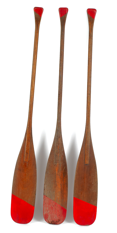 Three painted canoe paddles ca  17699d