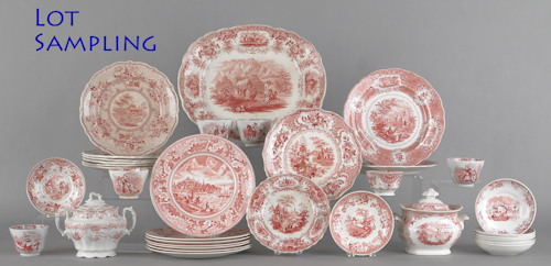 Collection of red transfer decorated