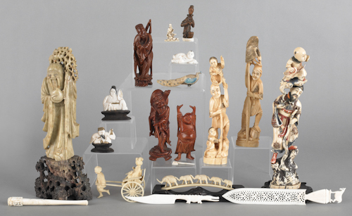 Group of Chinese and Japanese carved