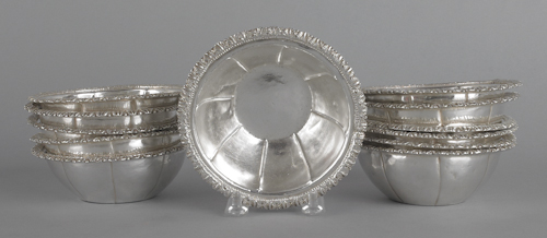 Set of twelve 900 silver bowls