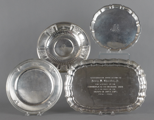 Four sterling silver trays 73.3