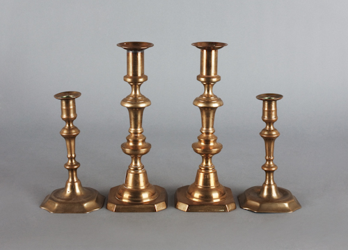 Pair of Queen Anne brass candlesticks 176a4e