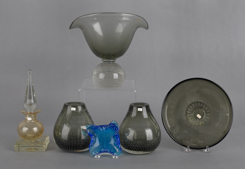 Six pieces of Erickson art glass