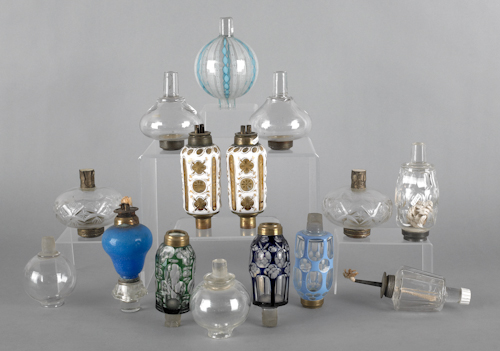 Collection of glass peg lamps 19th 176a90