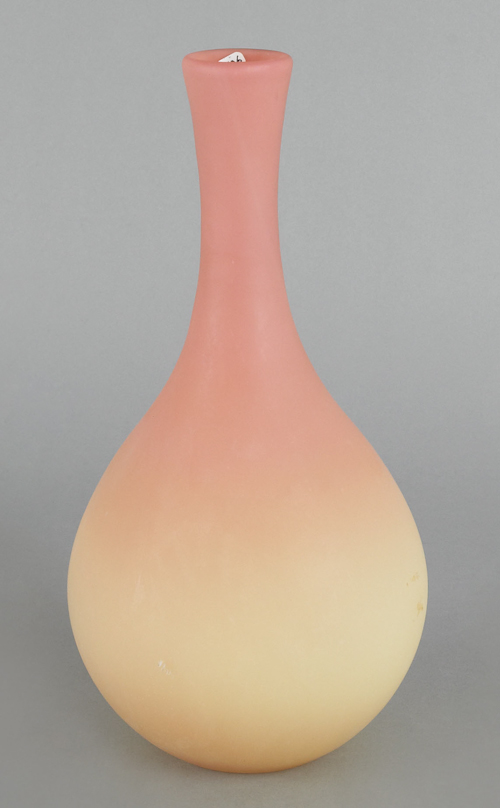 Peach blow bottle vase 10 5/8"