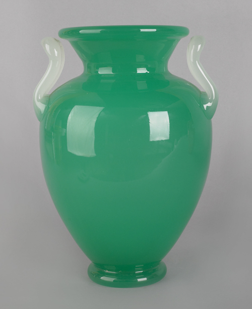 Steuben green jade glass vase with