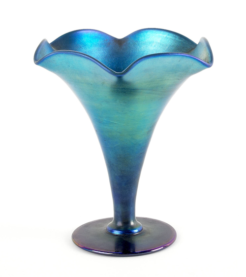 Steuben blue aurene glass vase 176aa2