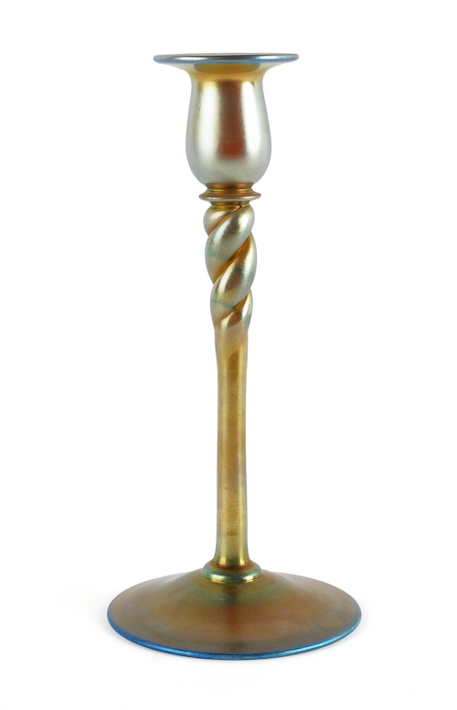 Steuben gold aurene glass candlestick 176aa5