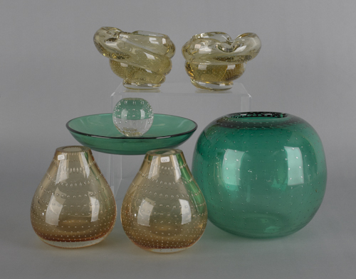 Six pieces of Erickson art glass