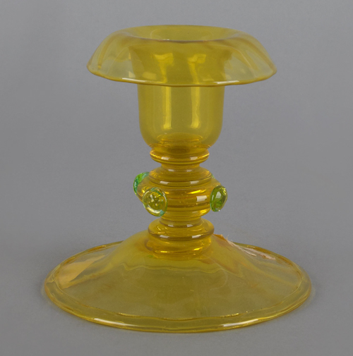 Steuben bristol yellow glass candlestick